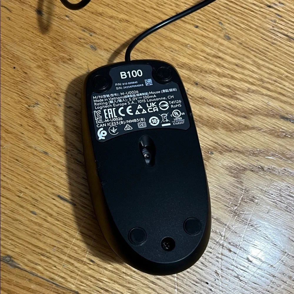 Logitech Black Wired Computer Mouse